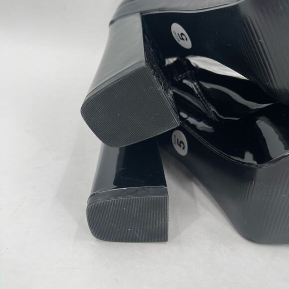 Guess Byra Boots SZ 5 Zipper Block Heel NEW Platform Booties Black Patent NWOT - Picture 4 of 16